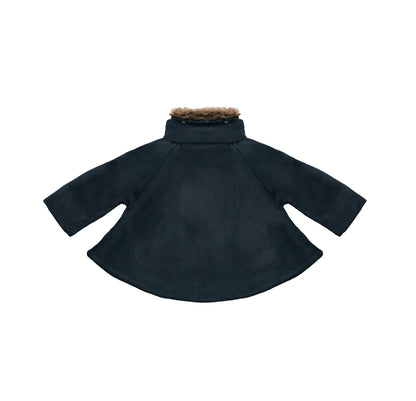 Navy 100% Wool Cape-Style Coat