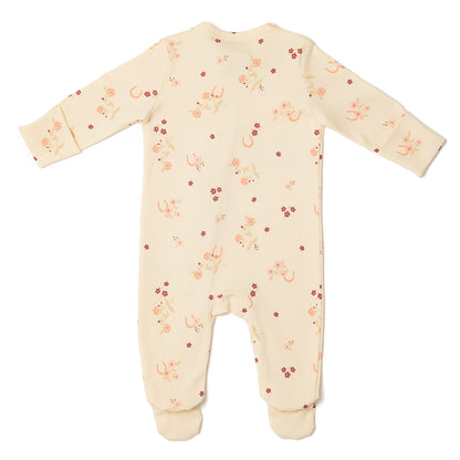 Organic Cotton Zip Style Sleepsuit Horseshoe Floral