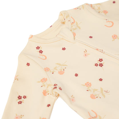 Organic Cotton Zip Style Sleepsuit Horseshoe Floral Wholesale