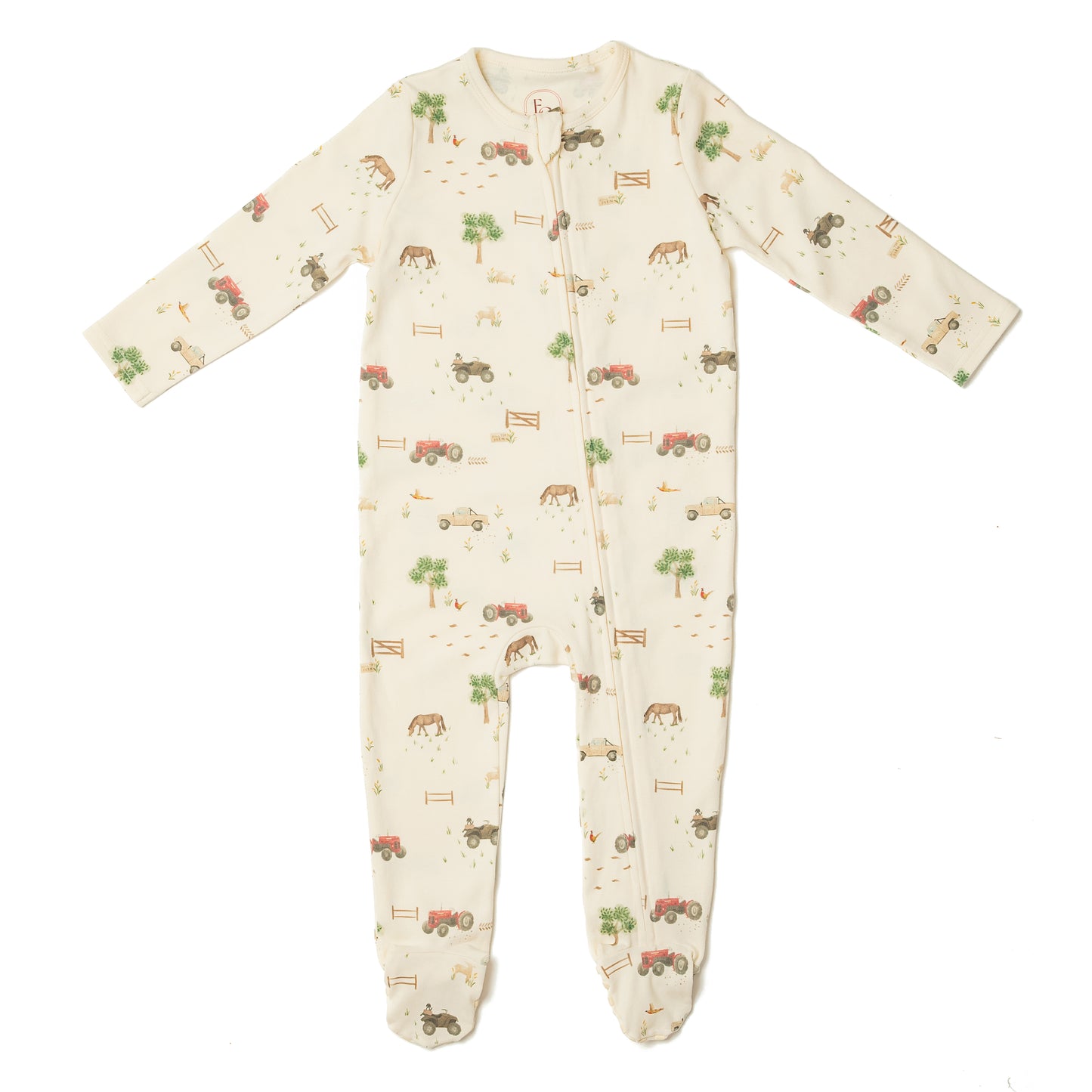 Organic Cotton Zip Sleepsuit Farm Print