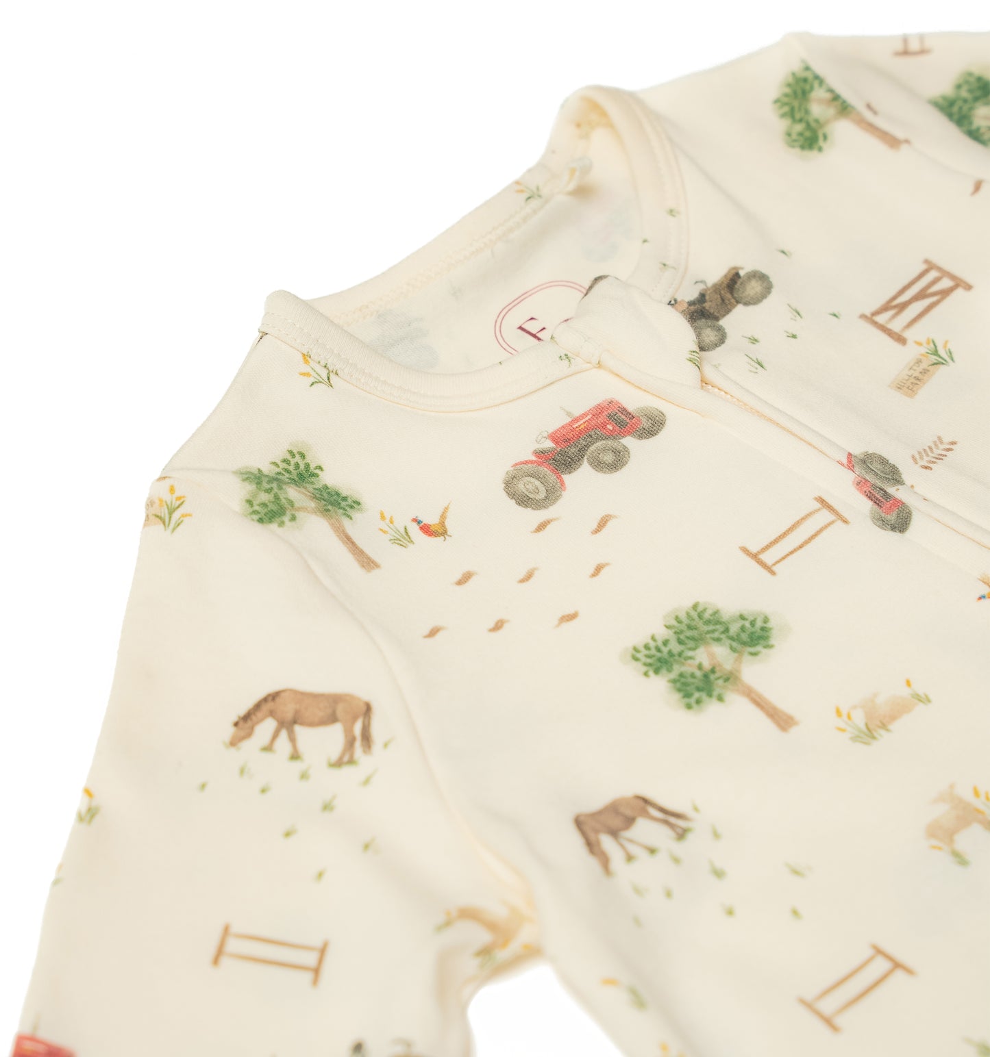 Organic Cotton Zip Sleepsuit Farm Print