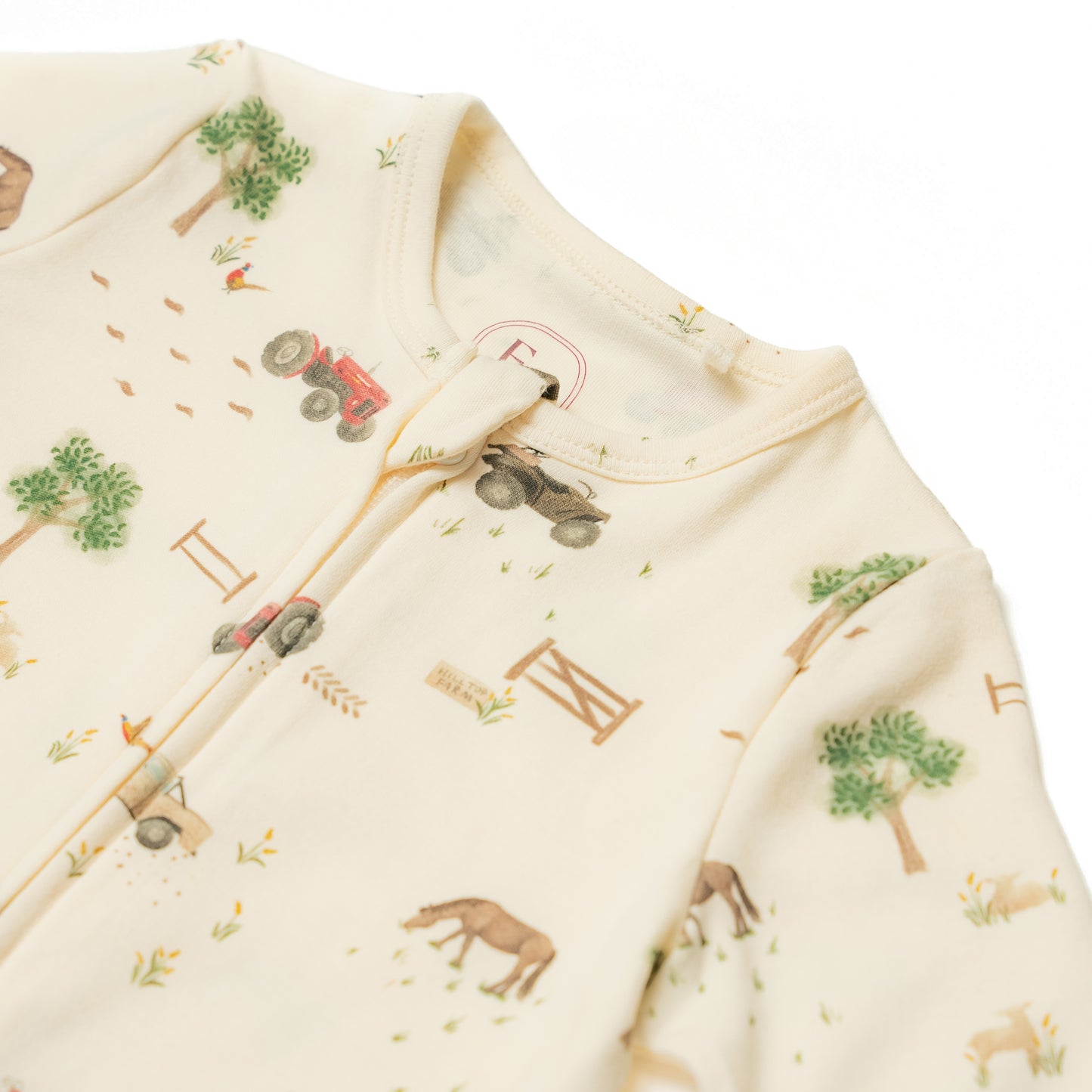 Organic Cotton Zip Sleepsuit Farm Print