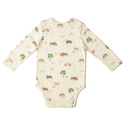 Organic Cotton Bodysuit Farm Print